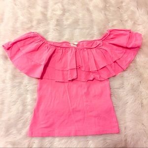 H&M Ruffle Off Shoulder Top Pretty Pink